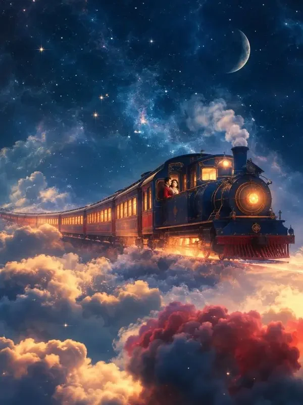 黄果AI短剧《星河列车》封面，幻想题材短剧